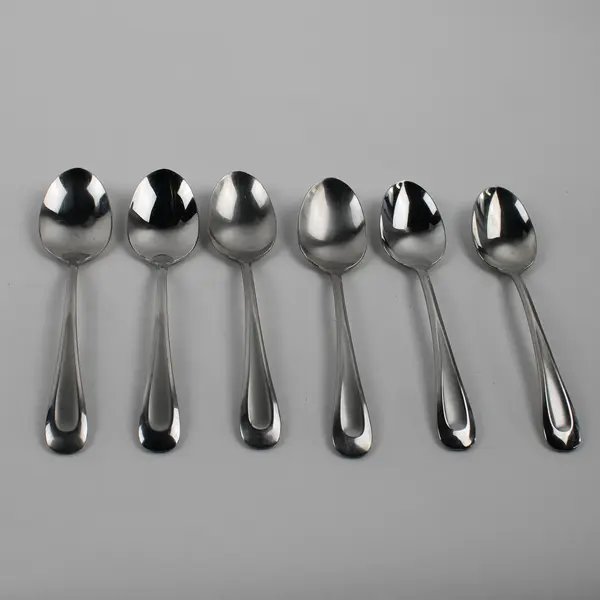 Oneida Satin Sand Dune 6 Piece Set Oval Soup Spoons 6.75 Inches Frosted Indent