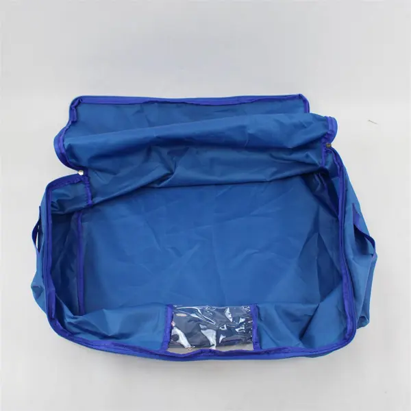Lot of 3 Blue Blanket Quilt Organizer Storage Bags 13" x 19" x 7"