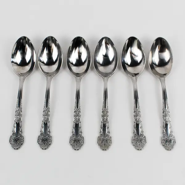 Set of 6 Reed & Barton Vintage Silverware Renaissance Oval Soup Spoons 7.25"