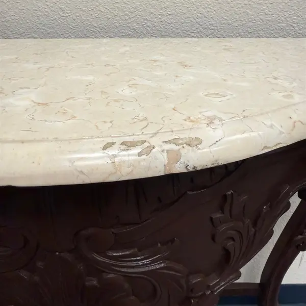 Vintage Two Piece Marble Top Accent Table Wooden Legs - Local Pickup Only