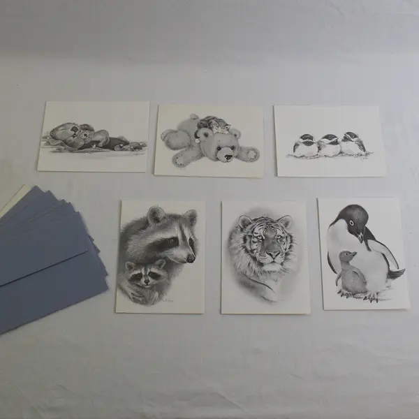 VTG Set of 6 Jonah's Workshop by Virginia Miller Blank Cards with Envelopes