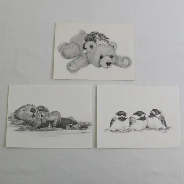 VTG Set of 6 Jonah's Workshop by Virginia Miller Blank Cards with Envelopes