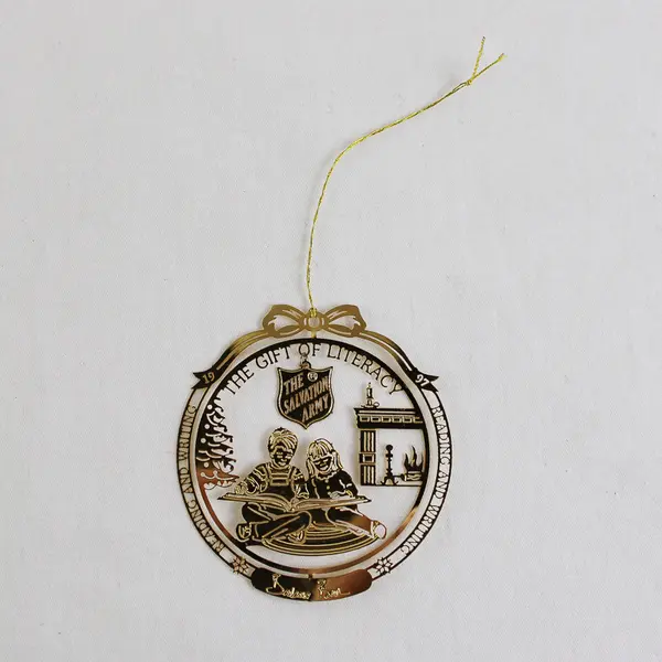 Salvation Army 1997 Barbara Bush 24K Genuine Gold Finish Brass Ornament