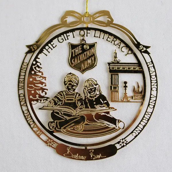 Salvation Army 1997 Barbara Bush 24K Genuine Gold Finish Brass Ornament