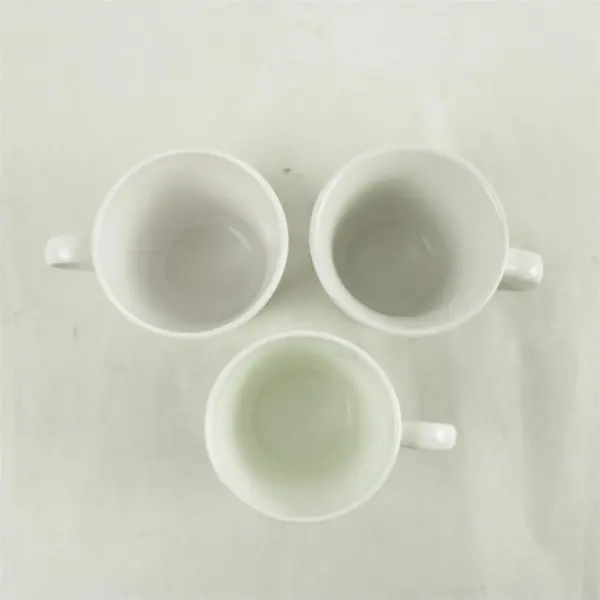 Lot of 3 Corning & Corelle Coffee Mugs White Flower Heart Design