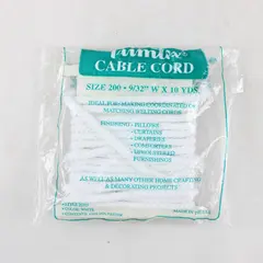 NIP Trimtex Size 200 White Cotton Cable Cord 9/32" W x 10 Yds