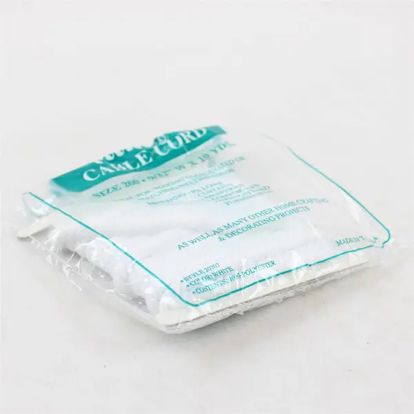 NIP Trimtex Size 200 White Cotton Cable Cord 9/32" W x 10 Yds
