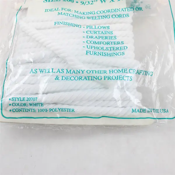 NIP Trimtex Size 200 White Cotton Cable Cord 9/32" W x 10 Yds