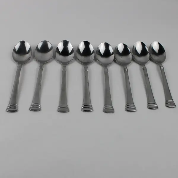 8 Cambridge Silver Codie Pattern Oval Soup Spoons Stainless 7.25" Same Backs