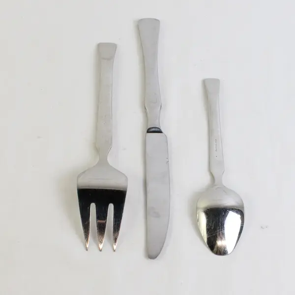 Lot Of 3 Oneida Silver Physique (Stainless) Flatware Serving Fork, Knife & Spoon