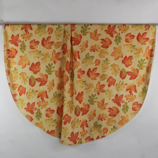 Unbranded Orange Fall Leaf Patterned Fabric Circular Tablecloth 74" Diameter