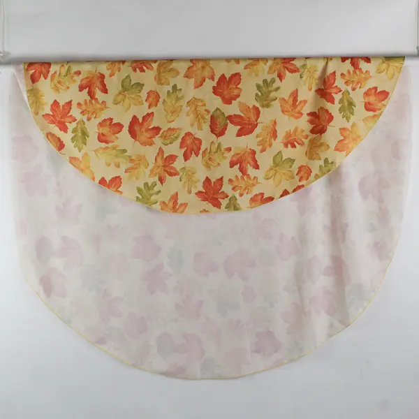 Unbranded Orange Fall Leaf Patterned Fabric Circular Tablecloth 74" Diameter