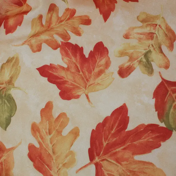 Unbranded Orange Fall Leaf Patterned Fabric Circular Tablecloth 74" Diameter