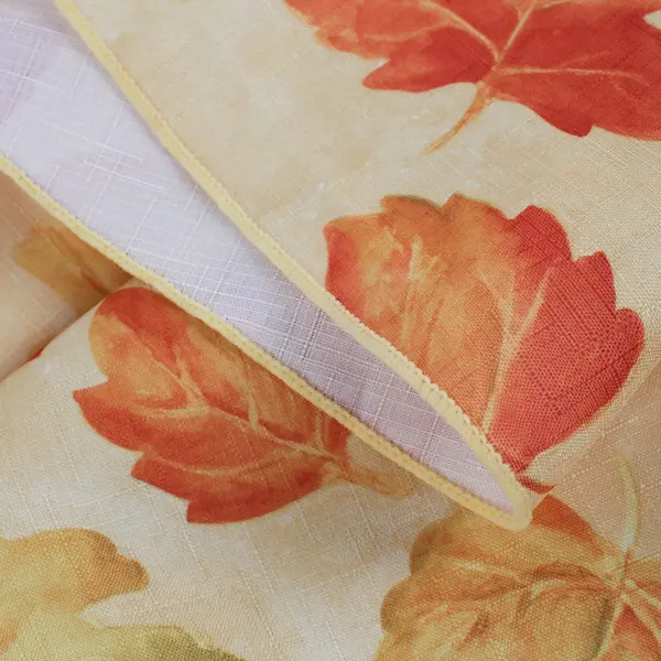 Unbranded Orange Fall Leaf Patterned Fabric Circular Tablecloth 74" Diameter