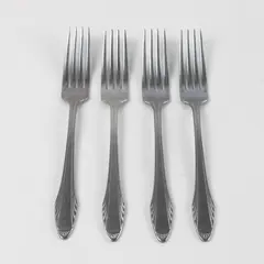 Lot of 4 Diamond Silver Co DSC2 Pattern Dinner Forks Stainless Steel 7" Good