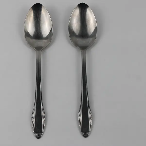 Lot of 2 Diamond Silver Co DSC2 Pattern Serving Spoons Stainless 8.25" Good