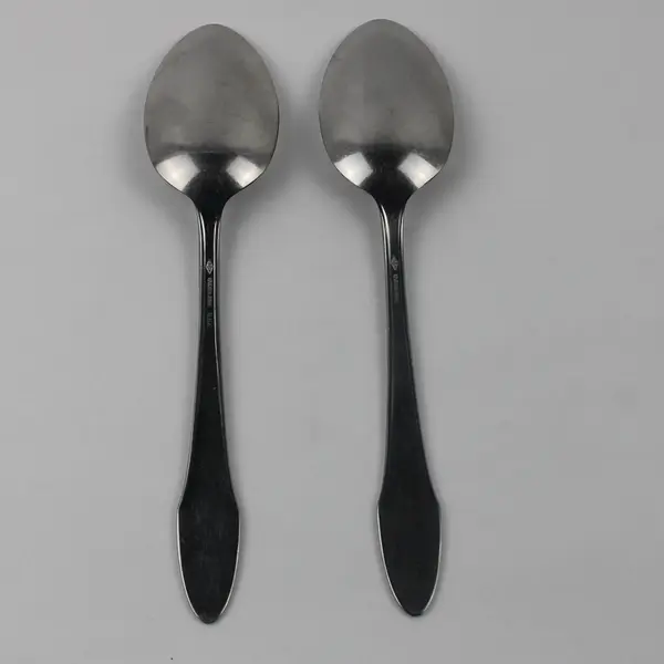 Lot of 2 Diamond Silver Co DSC2 Pattern Serving Spoons Stainless 8.25" Good