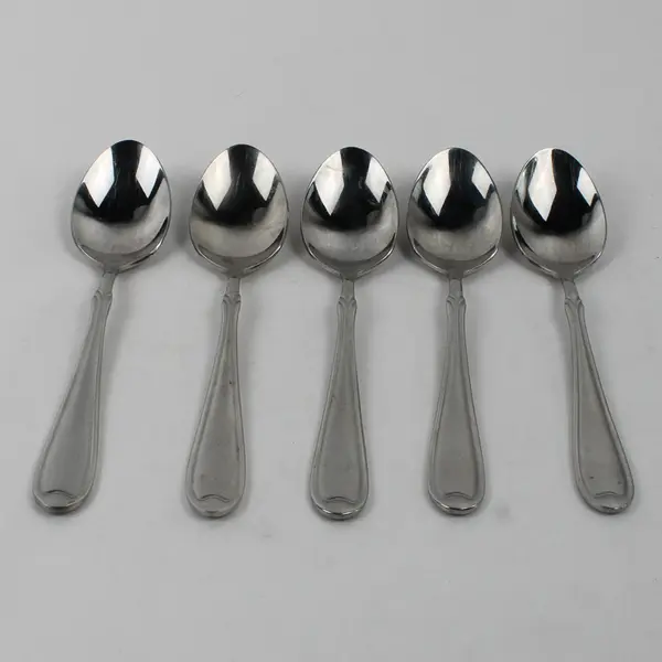 Lot Of 5 Wallace Silver Summerset Frost Oval Soup Spoons 18/10 SS 7" Indonesia