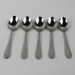 Lot Of 5 Wallace Silver Summerset Frost Oval Soup Spoons 18/10 SS 7" Indonesia