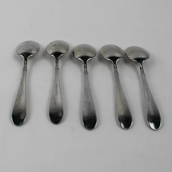 Lot Of 5 Wallace Silver Summerset Frost Oval Soup Spoons 18/10 SS 7" Indonesia