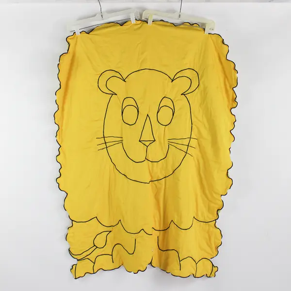 Handmade By Brigitte Pobler Yellow Lion Children's Quilt Throw Blanket 39" x 48"