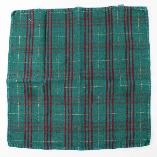 Lot Of 9 Tag Brand Green/Red Fabric 1 Tablecloth & 8 Napkins