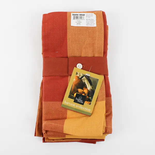 Set Of 6 Home Wear Harvest Collection 100% Cotton Orange Fabric Napkin