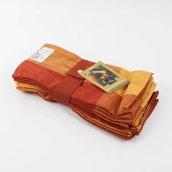 Set Of 6 Home Wear Harvest Collection 100% Cotton Orange Fabric Napkin