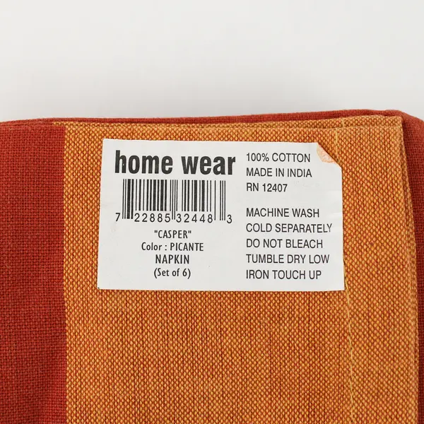Set Of 6 Home Wear Harvest Collection 100% Cotton Orange Fabric Napkin