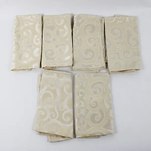 Lot Of 6 Target Matching Cream White Fabric Napkins Swirl Pattern 17" x 16.5"