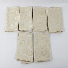 Lot Of 6 Target Matching Cream White Fabric Napkins Swirl Pattern 17" x 16.5"