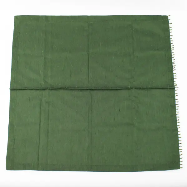 Lot Of 4 Unbranded Matching Green Fabric Napkins Bead Fringe 19" x 19"