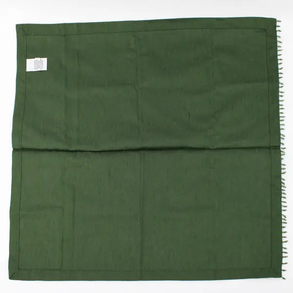 Lot Of 4 Unbranded Matching Green Fabric Napkins Bead Fringe 19" x 19"