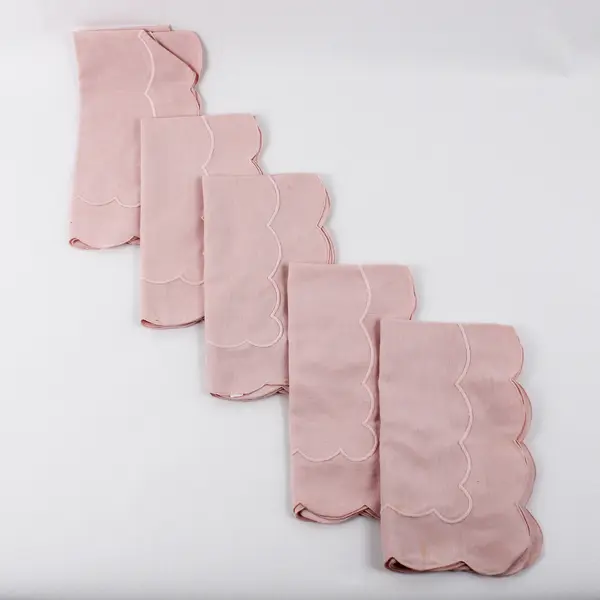 Lot Of 5 Unbranded Matching Square Solid Pink Color Fabric Napkins 19" x 19.5"