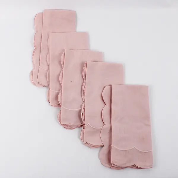 Lot Of 5 Unbranded Matching Square Solid Pink Color Fabric Napkins 19" x 19.5"