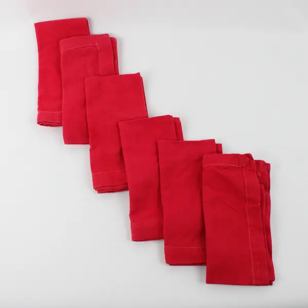 Lot Of 6 Park Imports Matching Solid Red Color Fabric Napkins 19" x 19"
