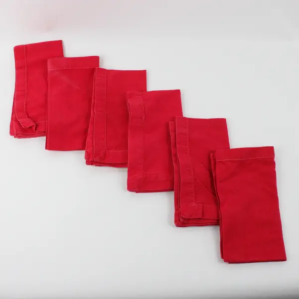 Lot Of 6 Park Imports Matching Solid Red Color Fabric Napkins 19" x 19"