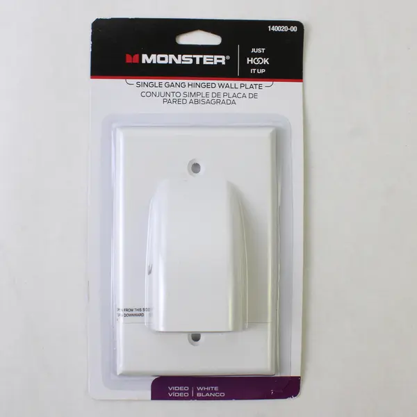 Monster Single Gang Hinged Wall Plate New Durable Accessory Fits Standard Gang