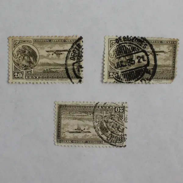 Lot Of 3 Mexico Airmail Eagle Man 20 Cent Stamps Used 1930s