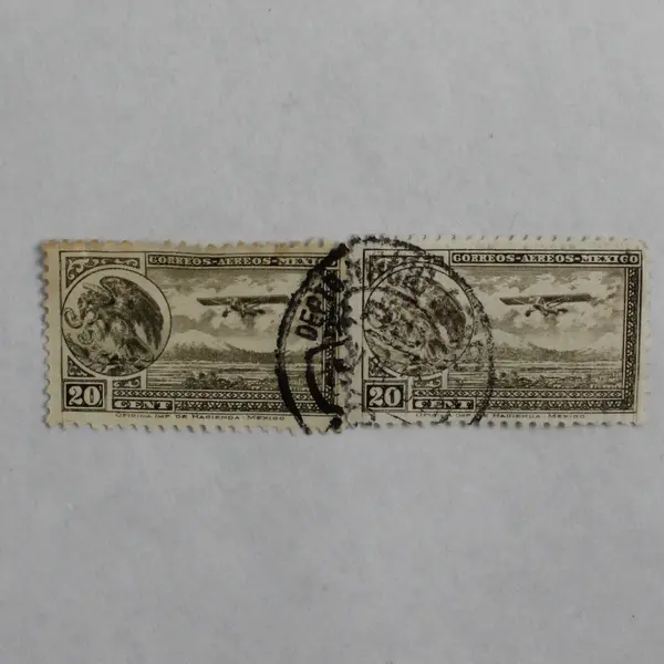 Lot Of 3 Mexico Airmail Eagle Man 20 Cent Stamps Used 1930s