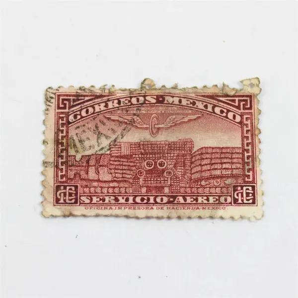 Lot Of 2 Mexico Airmail Stamps Used Quetzalcoatl Temple