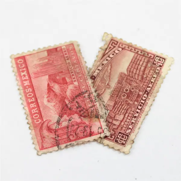 Lot Of 2 Mexico Airmail Stamps Used Quetzalcoatl Temple