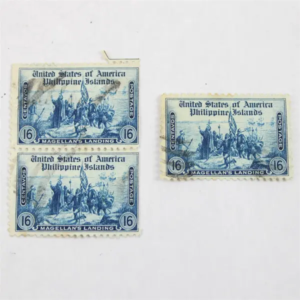 Lot Of 6 Philippines Islands USA Magellan's Landing 16 Centavos Stamps Used