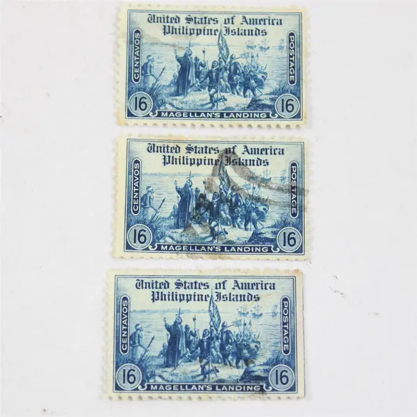 Lot Of 6 Philippines Islands USA Magellan's Landing 16 Centavos Stamps Used