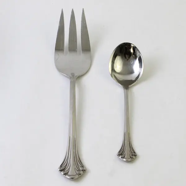 Lot of 2 Oneida Achievement Royal Crest Stainless Sugar Spoon & Serving Fork