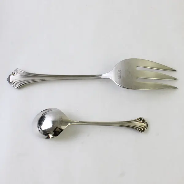 Lot of 2 Oneida Achievement Royal Crest Stainless Sugar Spoon & Serving Fork