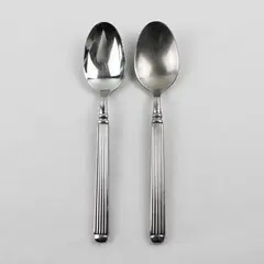 Set of 2 Hampton Monument Stainless Steel Oval Soup Spoons 8" 
