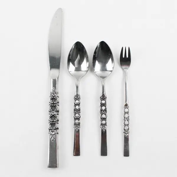 Lot of 4 Northland Rose Wisp Stainless Flatware Teaspoon Fork Knife 9.25"