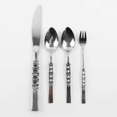 Lot of 4 Northland Rose Wisp Stainless Flatware Teaspoon Fork Knife 9.25"