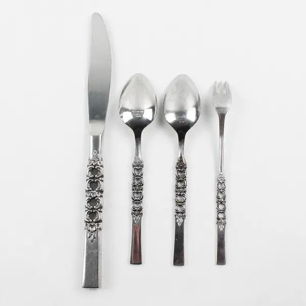 Lot of 4 Northland Rose Wisp Stainless Flatware Teaspoon Fork Knife 9.25"